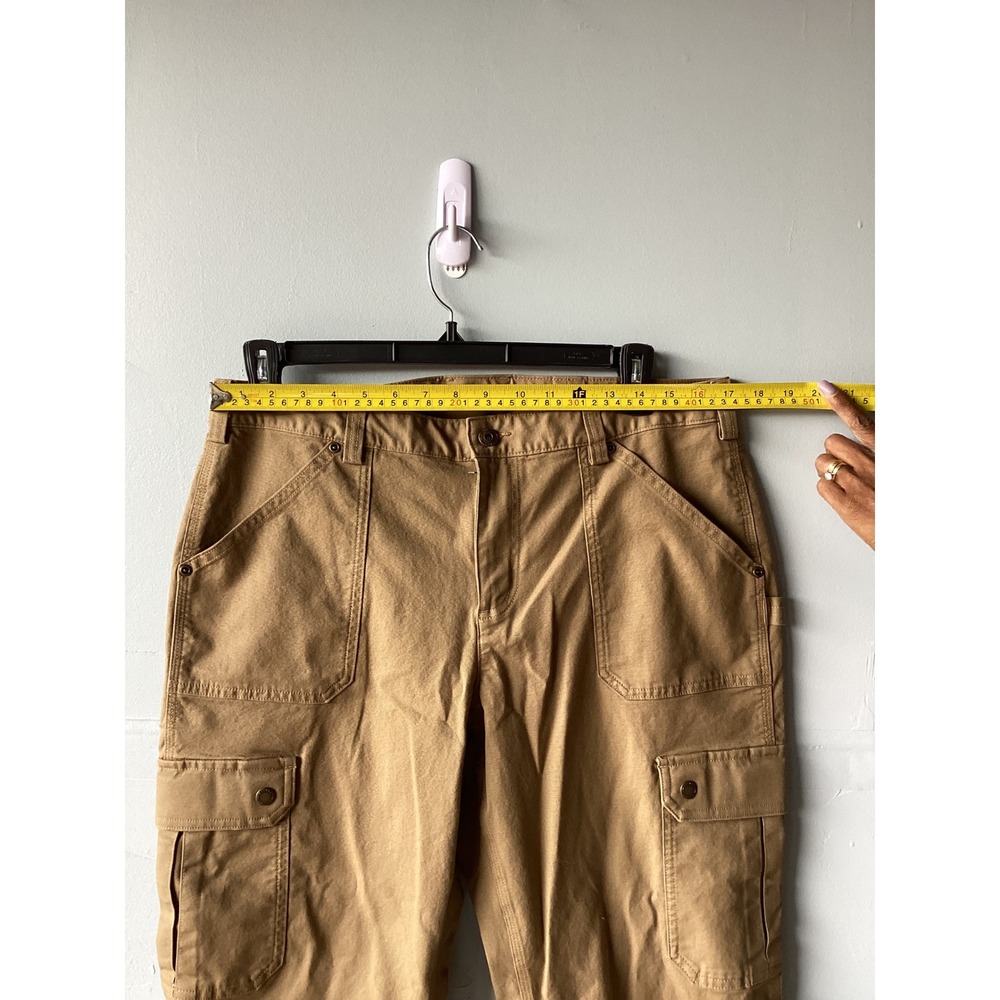 Duluth Trading Co Womens Tan Fire Hose Cargo Utility Work Pants 14x31 Heavy Duty